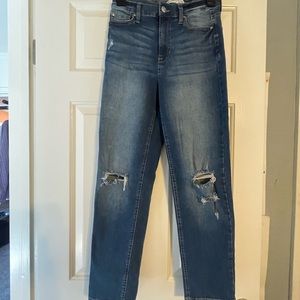 Ripped straight leg jeans